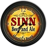 Sinn 's Beer and Ale Black Cascading Pub Style Wall Clock