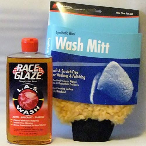 Bundle - 2 Items: Race Glaze L.A.S. wash comes with a Buffalo Industries synthetic wool wash mitt
