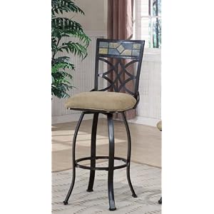Set of 2 29H Bar Stools with Tiled Back Black Metal Finish by visiondecor Furniture