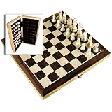 Folding 12" Inlaid Wooden Chess Set w/Storage