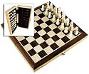 Folding 12" Inlaid Wooden Chess Set w/Storage