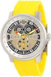 GV2 by Gevril Men's 4040R2 Powerball Yellow Rubber Sub-Second Big Date Watch by GV2 by Gevril