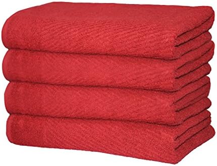 Bath Towels 4 Pack Red (60 Inch x 30 Inch) 450 GSM 100 % Samp Combed Cotton Maximum Softness and Absorbency - By Eurospa