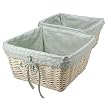White Wicker Basket with Sage Gingham Liner - Set of 2