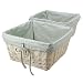 White Wicker Basket with Sage Gingham Liner - Set of 2