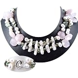 AugustinaJewelry Double Strand Necklace made of Freshwater Cultured Pearls, Cystals and Facet Stones *** AugustinaJewelry Special Design !