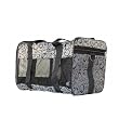 Dog Cat and Pet PVC Nylon Duffle Style Travel Carrier -Grey Print [15 x 9" x 10"]