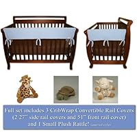 CribWrap Crib Wrap 3PC Rail Cover Set By Trend Lab - 1- 51 Front Rail Cover and 2- 27 Side Rail Covers and BONUS Cloud B Plush Rattle