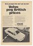 1967 Volvo 144 No Price Increase British Print Ad