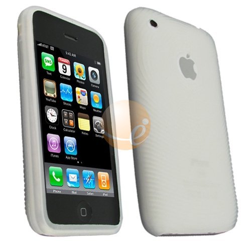 Clear White Textured Silicone Skin Case for Apple iPhone / iPhone 3G 8GB 16GB