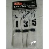 Tartan Knit club covers Golf Headcover NEW White 3 pk