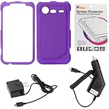 GTMax Purple Rubber Hard Snap On Plastic Protector Cover Case + Clear LCD S ....