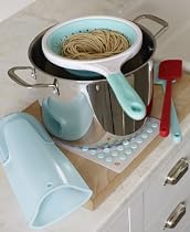 Martha Stewart Collection Blue Silicone Hand Colander