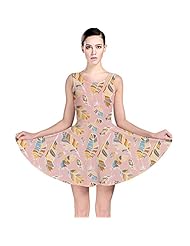 General Print Polyester/Spandex Feathers Stretchy Skater Dress 