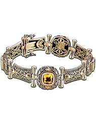 Athena Jewelry Sterling Silver and 14k Gold Citrine Filigree Vintage Bracelet