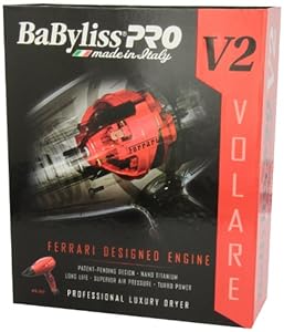 Babyliss Pro BABFRV2 Volare Ferrari Designed Professional Luxury Mid Sized Hair Dryer, Red, 2000 Watts