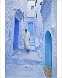 Photographic Prints of Man in traditional Moroccan clothes walking down painted blue and steps, from Robert Harding