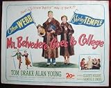 AG35 MR BELVEDERE GOES TO COLLEGE Shirley Temple '49 TC A terrific lobby card from MR BELVEDERE GOES TO COLLEGE with Shirley Temple.   Lobby card is in excellent condition.  A lobby card is an 11 x 14 inch placard advertising a movie.