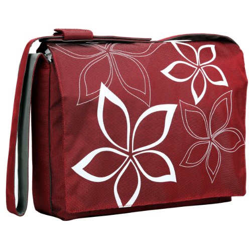 Red and White Star Flowers 15.4 inch Laptop Padded Compartment Shoulder Messenger Bag for K-Cliffs Lifestyle