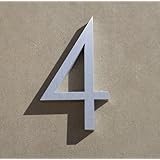 Modern House Number Aluminum Contemporary Font Number Four "4" 6 inch
