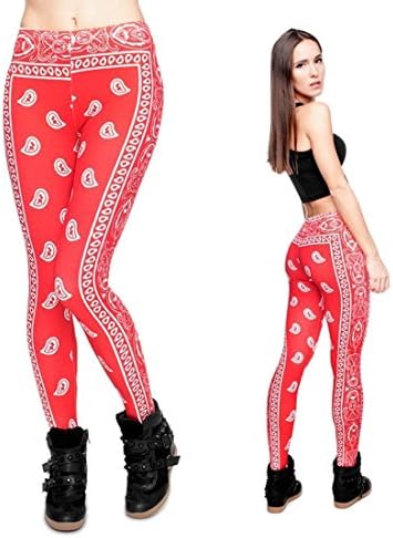 Sexy Galaxy Red Bandana Patterned Printed Leggings for Women