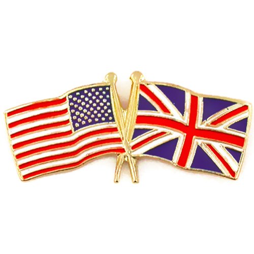 USA and United Kingdom Crossed Friendship Flag Lapel Pin