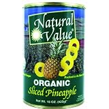 Natural Value Organic Fruit Organic Pineapple Sliced, 15-Ounce Cans (Pack of 6)