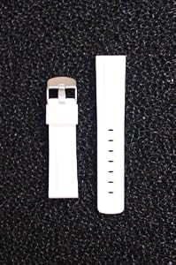 White Panerai Style Heavy Rubber 24mm with Heavy S/S Buckle By Toscana by Toscana