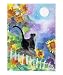 Tuxedo Cat in Moonlight with Sunflowers Animals Giclee Poster Print by sylvia pimental, 16x20