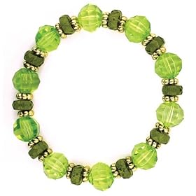 Spring Charmers Brass Tone Green Hues Stretch Bracelet by 1928 Jewelry
