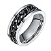 FANSING Jewelry Mens 8mm Black Spinner Chain Design Stainless Steel Ring (13)