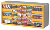 Akro-Mils 10726 26-Drawer Plastic Parts Storage Hardware and Craft Cabinet, 20-Inch by 10-Inch by 6-1/2-Inch, Yellow/Grey