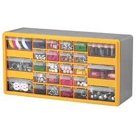 Akro-Mils 10726 26-Drawer Plastic Parts Storage Hardware and Craft Cabinet, 20-Inch by 10-1/4-Inch by 6-3/8-Inch, Yellow/Grey