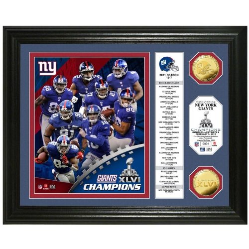 NFL New York Giants Super Bowl XLVI Champions Gold Coin Banner Photo Mint