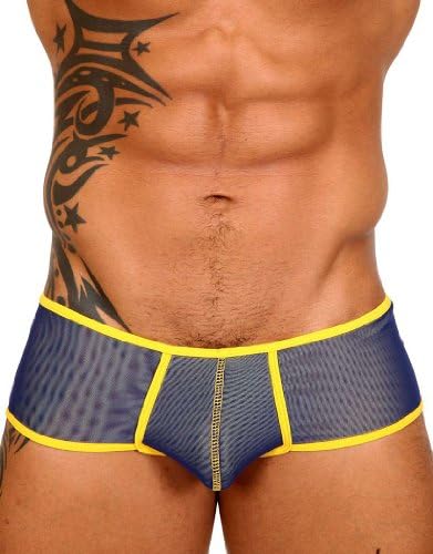 Pistol Pete PP-UT524-665-Prism-Sheer 2 Layer Mesh Trunk Boxers-Navy-Yellow-Large
