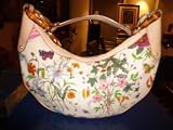 Authentic GUCCI Canvas Horsebit Bamboo Hobo Bag Purse
