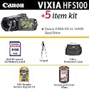 Canon VIXIA HF S100 Flash Memory High Definition Camcorder With Vixia 8GB Accessory Kit Includes 8GB Memory + Case + Tripod + More