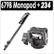 Bogen-Manfrotto Three Section Black Monopod with 3232 Swivel Tilt Head.