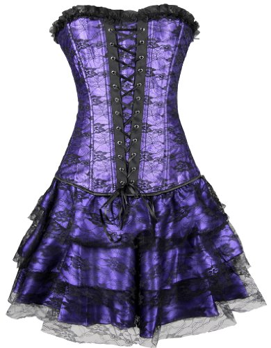 Pandolah Women's Gothic Boned Corset with G-string Bustier