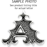 Sterling Silver Antiqued Gothic Initial E Pendant