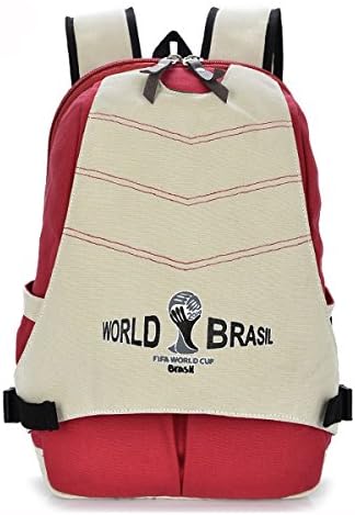 BTmall Canvas Backpacks Cute Boys and Girls School Book Bags (Beige+Red)