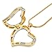 RUBYCA Living Memory Heart Locket Snake Chain Necklace Crystal Floating Charm DIY Gold Tone 5Pcs