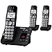 PANASONIC DECT 6.0 Expandable Cordless Phone System with Answering Machine and Call Blocking - 3 Handsets - KX-TGE433B (Black)