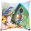 Bluebirds at the Birdhouse Indoor/Outdoor Weather Resistant Fabric Pillows (Set of two 20 inch)