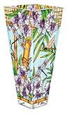Amia Glass Vase with a Colorful, Hand-Painted Design Featuring Dragonflies in a Bamboo Setting, 13-Inches Tall