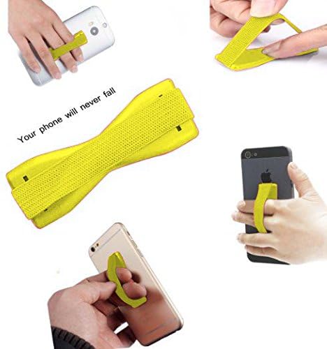 ONX3 (Yellow) Samsung Galaxy J7 Prime G610F Universal Anti-Slip Elastic Finger Mobile Phone Grip Holder With Strong Adhesive