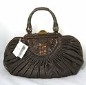 Dior Handbags (Brown) Leather Plisse Small Frame Bag LGM442003