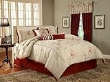 7Pcs Cal King Rosebud Embroidery Bedding Comforter Set
