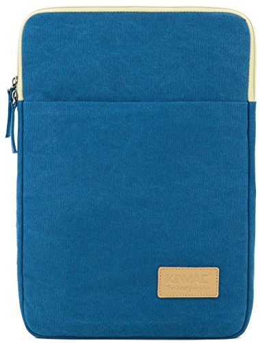 Kinmac Blue Color Canvas Vertical Style Laptop Sleeve with Pocket 11 inch for macbook air 11 and macbook 12 retina case sleeve bag