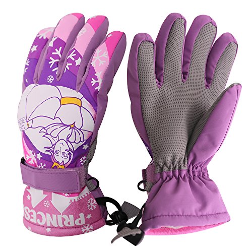 Sized Boy Girl Color Changing Winter Skiing Snowboard Gloves (Pink, M)